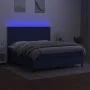Boxspringbettmatratze und LED-Leuchten aus blauem Stoff 160x200 cm von vidaXL, Betten und Lattenroste - Ref: Foro24-3134731, ...