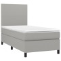 Cama box spring colchón y luces LED tela gris claro 90x190 cm de vidaXL, Camas y somieres - Ref: Foro24-3134677, Precio: 320,...