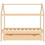 Estructura cama infantil con cajón madera pino maciza 80x160 cm