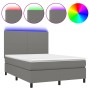 Cama box spring colchón y luces LED tela gris oscuro 140x190 cm de vidaXL, Camas y somieres - Ref: Foro24-3134710, Precio: 54...