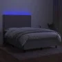Box spring bed mattress and LED lights light gray fabric 140x200 cm by vidaXL, Beds and slatted bases - Ref: Foro24-3134797, ...