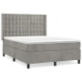 Box spring bed with light gray velvet mattress 140x200 cm by vidaXL, Beds and slatted bases - Ref: Foro24-3132921, Price: 516...