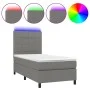 Box spring bed mattress and LED lights dark gray fabric 90x190 cm by vidaXL, Beds and slatted bases - Ref: Foro24-3134838, Pr...