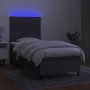 Cama box spring colchón y luces LED tela gris oscuro 80x200 cm de vidaXL, Camas y somieres - Ref: Foro24-3134830, Precio: 330...
