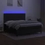 Box spring bed mattress and LED lights black fabric 160x200 cm by vidaXL, Beds and slatted bases - Ref: Foro24-3134887, Price...