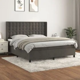 Box spring bed with dark gray velvet mattress 180x200 cm by vidaXL, Beds and slatted bases - Ref: Foro24-3132934, Price: 573,...