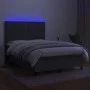Box spring bed mattress and LED lights dark gray fabric 140x200 cm by vidaXL, Beds and slatted bases - Ref: Foro24-3134798, P...