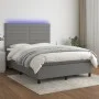 Boxspringbettmatratze und LED-Leuchten dunkelgrauer Stoff 140x200 cm von vidaXL, Betten und Lattenroste - Ref: Foro24-3134958...