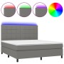 Box spring bed mattress and LED lights dark gray fabric 160x200 cm by vidaXL, Beds and slatted bases - Ref: Foro24-3134886, P...