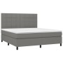 Box spring bed mattress and LED lights dark gray fabric 160x200 cm by vidaXL, Beds and slatted bases - Ref: Foro24-3134886, P...