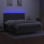 Box spring bed mattress and LED lights dark gray fabric 160x200 cm by vidaXL, Beds and slatted bases - Ref: Foro24-3134886, P...