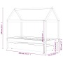 Estructura de cama infantil y cajón madera pino blanca 70x140cm