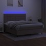 Box spring bed with mattress and LED lights taupe gray fabric 160x200 cm by vidaXL, Beds and slatted bases - Ref: Foro24-3134...