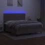 Box spring bed with mattress and LED lights taupe gray fabric 160x200 cm by vidaXL, Beds and slatted bases - Ref: Foro24-3134...