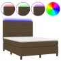 Box spring bed mattress LED lights dark brown fabric 140x200cm by vidaXL, Beds and slatted bases - Ref: Foro24-3134960, Price...