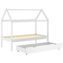 Estructura cama niños con cajón madera pino blanco 80x160 cm