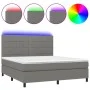 Box spring bed mattress and LED lights dark gray fabric 180x200 cm by vidaXL, Beds and slatted bases - Ref: Foro24-3134894, P...