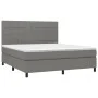 Box spring bed mattress and LED lights dark gray fabric 180x200 cm by vidaXL, Beds and slatted bases - Ref: Foro24-3134894, P...