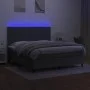 Box spring bed mattress and LED lights dark gray fabric 180x200 cm by vidaXL, Beds and slatted bases - Ref: Foro24-3134894, P...