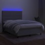 Boxspringbettmatratze und LED-Leuchten aus hellgrauem Stoff 140x200 cm von vidaXL, Betten und Lattenroste - Ref: Foro24-31349...