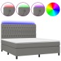 Boxspringbettmatratze und LED-Leuchten dunkelgrauer Stoff 180x200 cm von vidaXL, Betten und Lattenroste - Ref: Foro24-3135134...