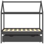 Estructura de cama infantil y cajón madera pino gris 70x140cm