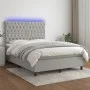 Box spring bed mattress and LED lights light gray fabric 140x190 cm by vidaXL, Beds and slatted bases - Ref: Foro24-3135109, ...