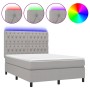 Cama box spring colchón y luces LED tela gris claro 140x190 cm de vidaXL, Camas y somieres - Ref: Foro24-3135109, Precio: 511...