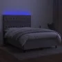 Box spring bed mattress and LED lights light gray fabric 140x190 cm by vidaXL, Beds and slatted bases - Ref: Foro24-3135109, ...
