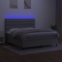 Box spring bed mattress and LED lights light gray fabric 160x200 cm by vidaXL, Beds and slatted bases - Ref: Foro24-3135125, ...