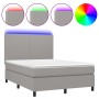Boxspringbettmatratze und LED-Leuchten aus hellgrauem Stoff 140x200 cm von vidaXL, Betten und Lattenroste - Ref: Foro24-31347...