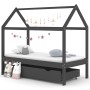 Estructura de cama infantil y cajón madera pino gris 80x160cm en Cunas y camas para niños | Comprar online en Foro24