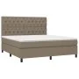 Box spring bed with mattress and LED lights taupe gray fabric 160x200 cm by vidaXL, Beds and slatted bases - Ref: Foro24-3135...