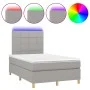 Cama box spring con colchón tela y LED gris claro 120x200 cm de vidaXL, Camas y somieres - Ref: Foro24-3135421, Precio: 422,0...