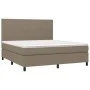Box spring bed with mattress and LED lights taupe gray fabric 160x200 cm by vidaXL, Beds and slatted bases - Ref: Foro24-3134...