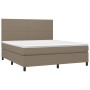 Cama box spring colchón y luces LED tela gris taupe 160x200 cm de vidaXL, Camas y somieres - Ref: Foro24-3134729, Precio: 615...