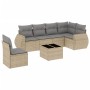 Set sofás de jardín 7 piezas y cojines ratán sintético beige