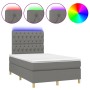 Box spring bed with mattress and LED dark gray fabric 120x200 cm by vidaXL, Beds and slatted bases - Ref: Foro24-3135662, Pri...