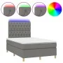 Box spring bed with mattress and LED dark gray fabric 120x200 cm by vidaXL, Beds and slatted bases - Ref: Foro24-3135662, Pri...