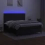 Box spring bed mattress and LED lights black fabric 160x200 cm by vidaXL, Beds and slatted bases - Ref: Foro24-3134727, Price...