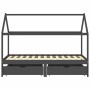 Estructura de cama infantil y cajones madera pino gris 90x200cm