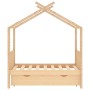 Estructura de cama infantil con cajón madera de pino 70x140 cm