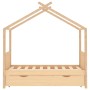 Estructura cama infantil con cajón madera pino maciza 80x160 cm