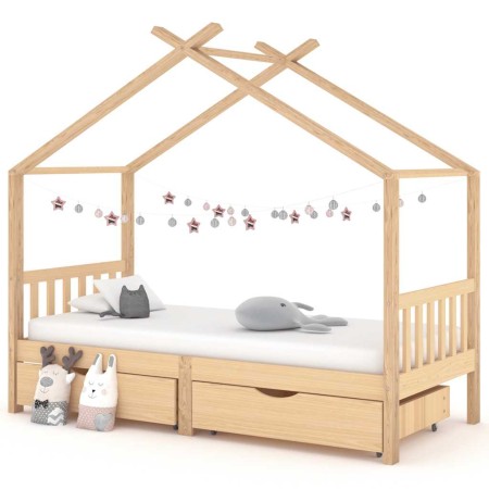Estructura cama niños con cajones madera maciza pino 90x200 cm