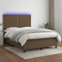 Cama box spring colchón luces LED tela marrón oscuro 140x200cm de vidaXL, Camas y somieres - Ref: Foro24-3134800, Precio: 482...