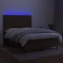 Box spring bed mattress LED lights dark brown fabric 140x200cm by vidaXL, Beds and slatted bases - Ref: Foro24-3134800, Price...