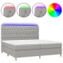 Boxspringbett mit Stoffmatratze und hellgrauer LED 200x200 cm von vidaXL, Betten und Lattenroste - Ref: Foro24-3135701, Preis...