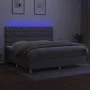 Box spring bed with fabric mattress and light gray LED 200x200 cm by vidaXL, Beds and slatted bases - Ref: Foro24-3135701, Pr...