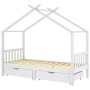 Estructura cama niños y cajones madera maciza blanca 90x200 cm