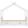 Estructura cama niños y cajones madera maciza blanca 90x200 cm